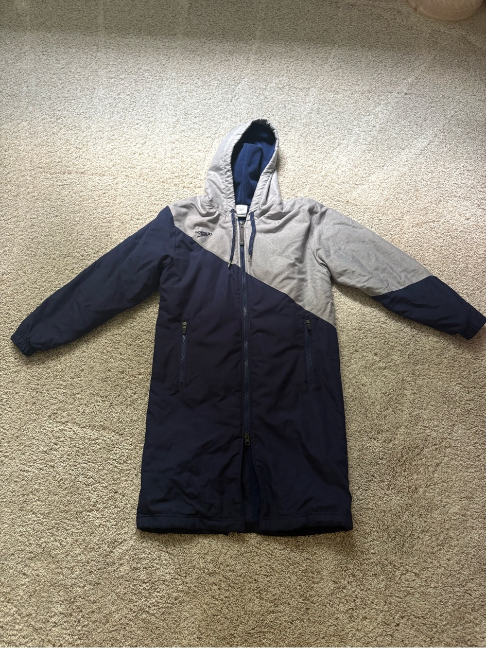Speedo Gray & Blue Swim Parka XXS